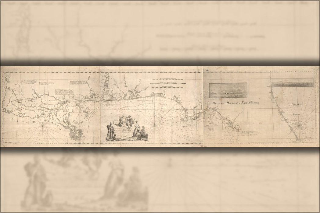 24"x36" Gallery Poster, map of louisiana & florida panhandle 1781