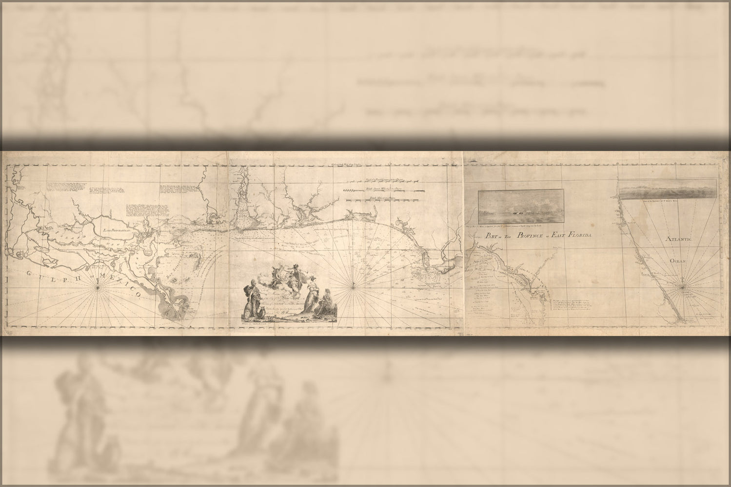 24"x36" Gallery Poster, map of louisiana & florida panhandle 1781