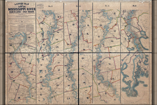24"x36" Gallery Poster, map of lower Mississippi River 1863