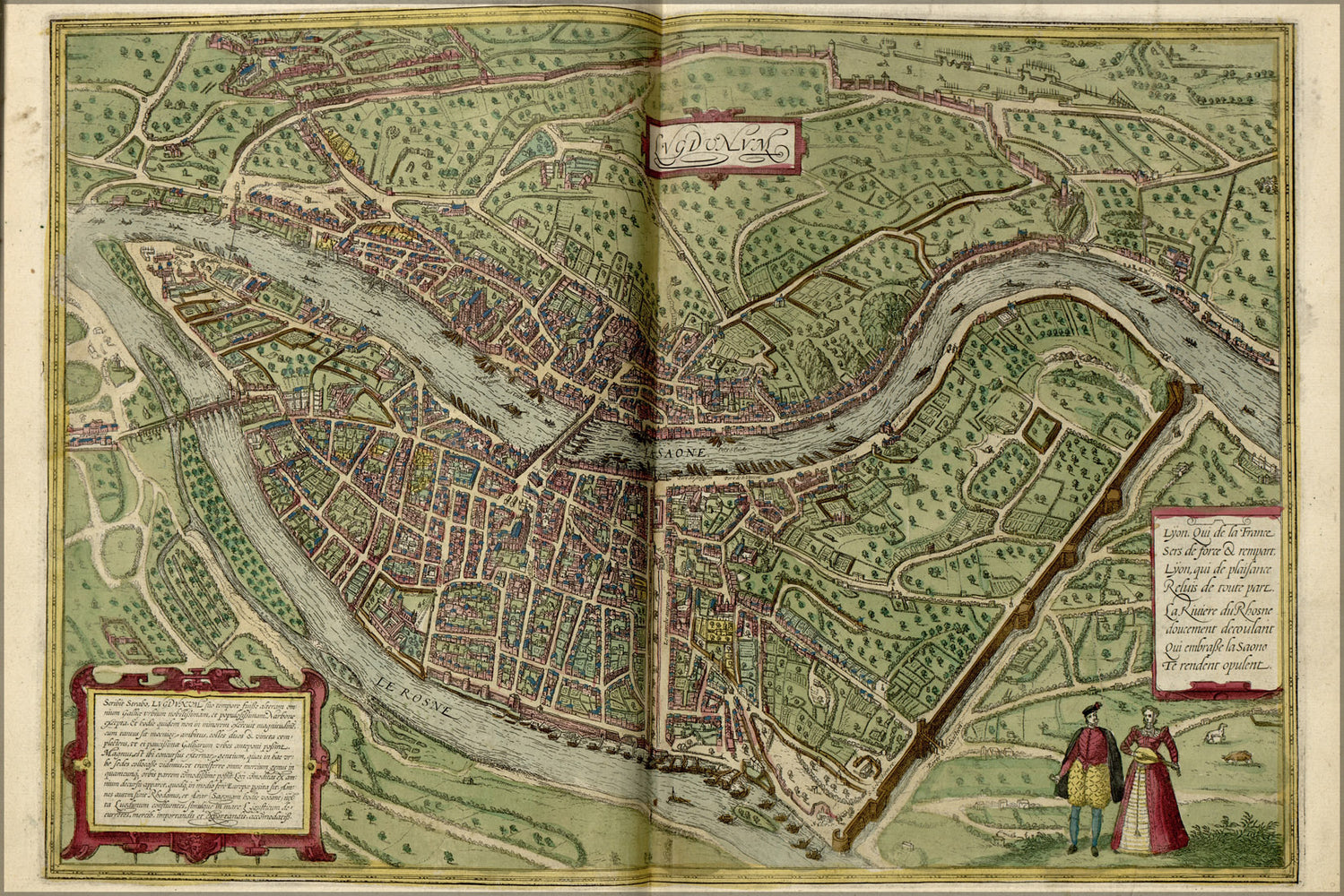 24"x36" Gallery Poster, map of lyon france 1612