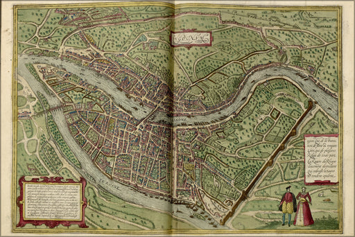 24"x36" Gallery Poster, map of lyon france 1612