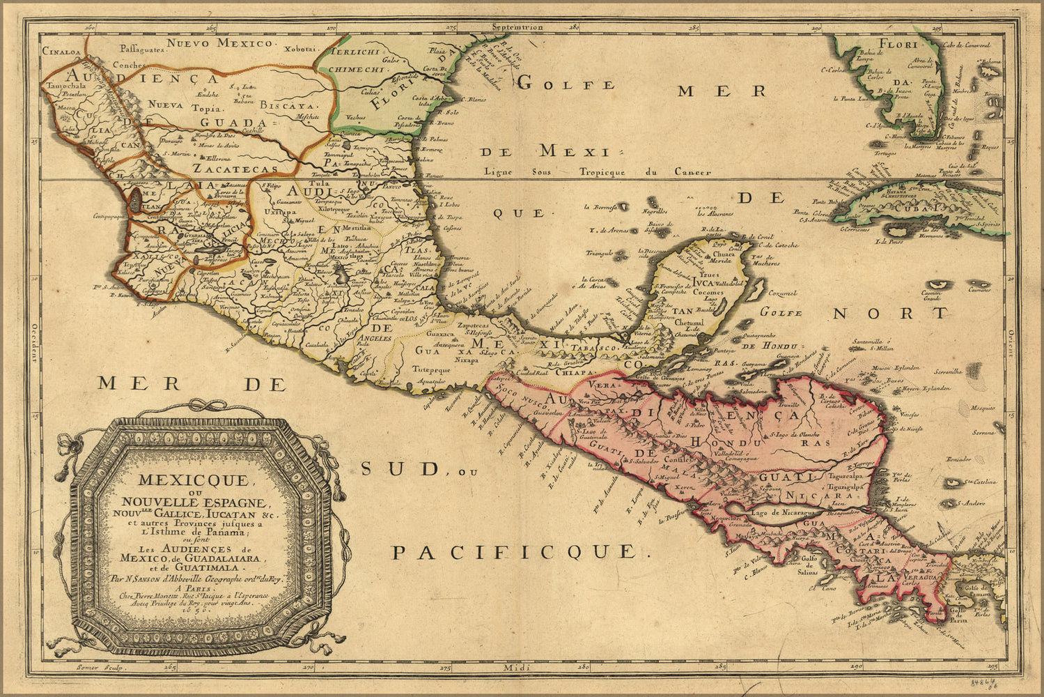 24"x36" Gallery Poster, map of mexico 1657 in french