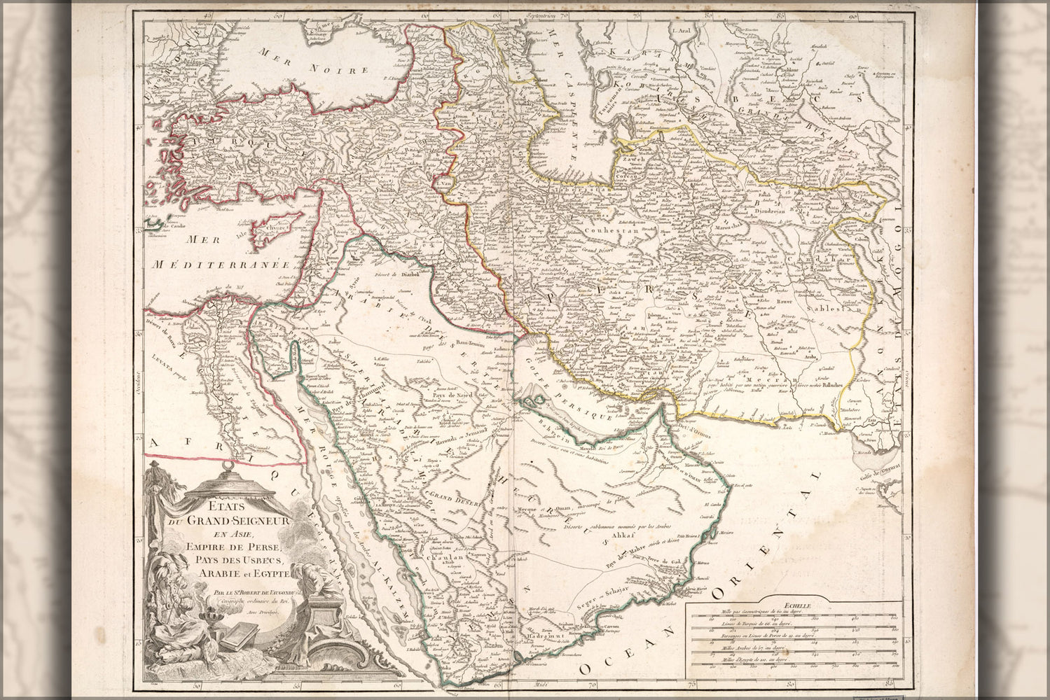 24"x36" Gallery Poster, map of middle east persian empire 1740 in french
