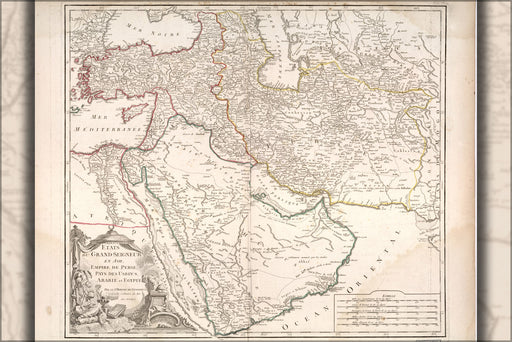 24"x36" Gallery Poster, map of middle east persian empire 1740 in french