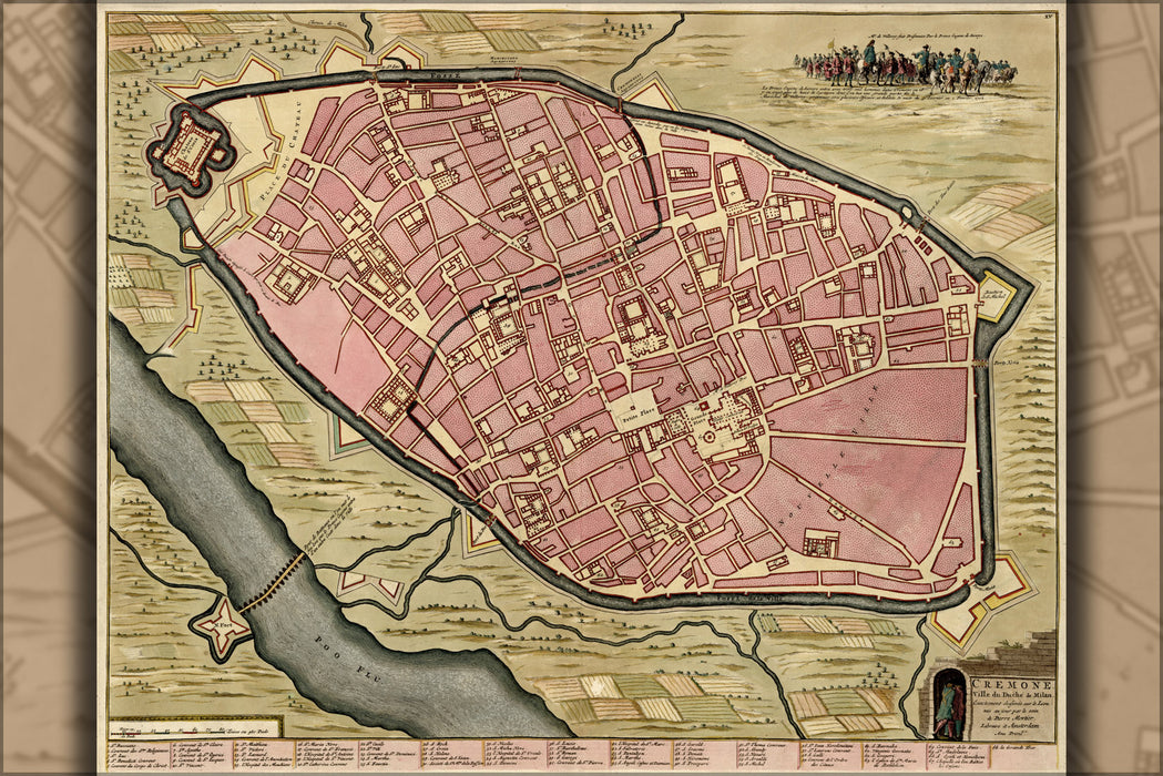 24"x36" Gallery Poster, map of milan italy 1709