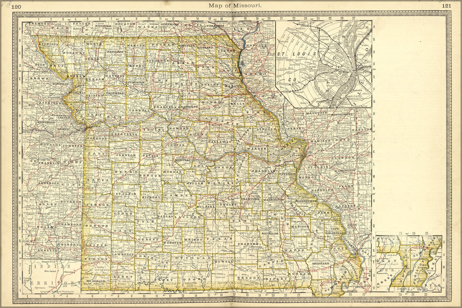 24"x36" Gallery Poster, map of missouri 1881