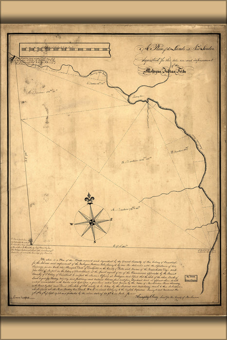 24"x36" Gallery Poster, map of montville new london Connecticut 1736