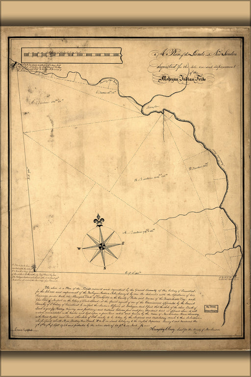 24"x36" Gallery Poster, map of montville new london Connecticut 1736