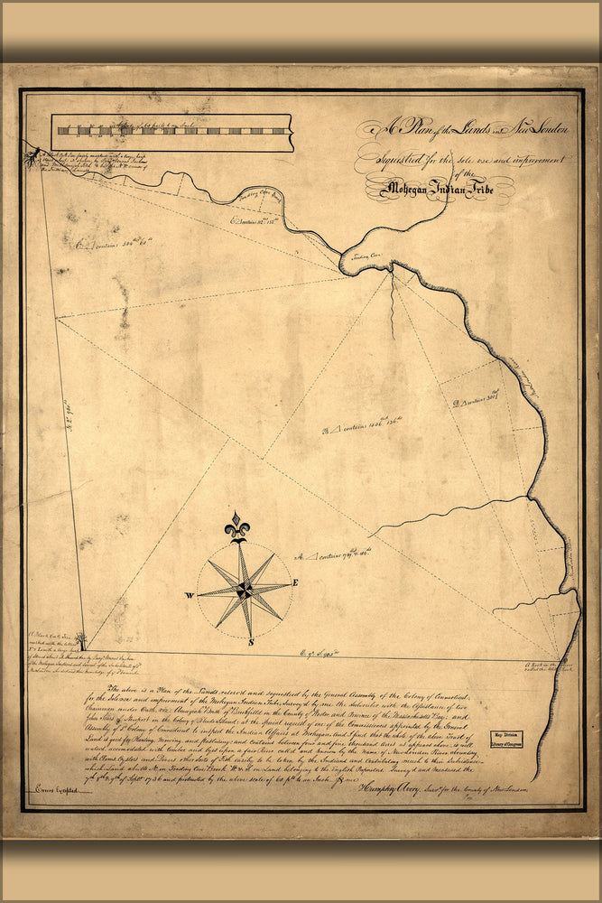 24"x36" Gallery Poster, map of montville new london Connecticut 1736