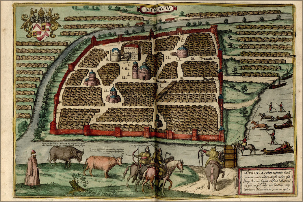 24"x36" Gallery Poster, map of moscow russia 1612