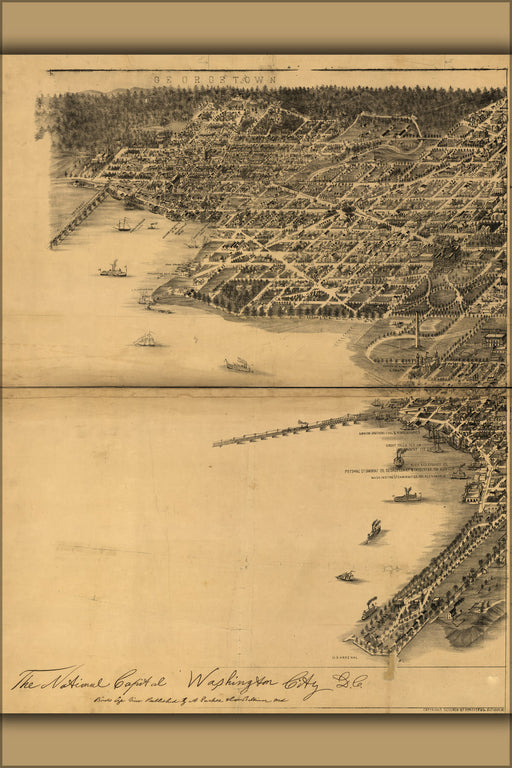 24"x36" Gallery Poster, map of national capital, Washington City, D.C 1883