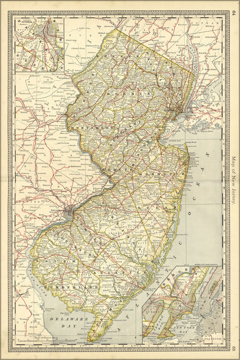 24"x36" Gallery Poster, map of new jersey 1881