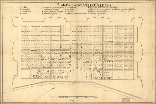 24"x36" Gallery Poster, map of new orleans 1722 in french