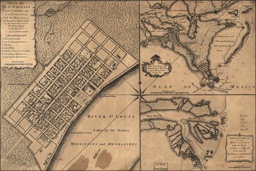 24"x36" Gallery Poster, map of new orleans 1759 p2