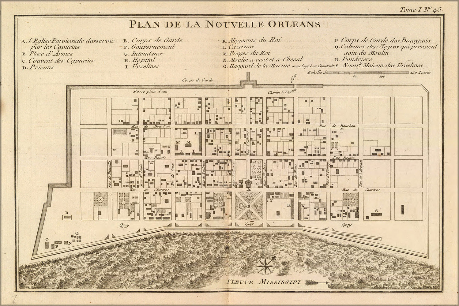 24"x36" Gallery Poster, map of new orleans 1764 in french p2