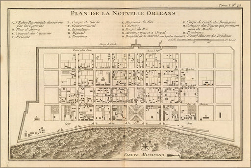 24"x36" Gallery Poster, map of new orleans 1764 in french p2