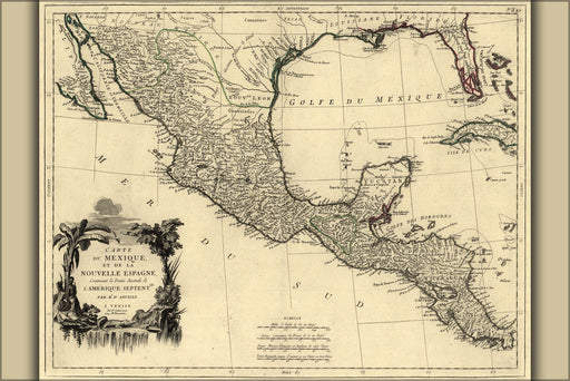 24"x36" Gallery Poster, map of new spain Mexico 1776