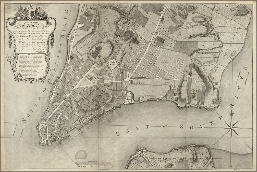 24"x36" Gallery Poster, map of new york city 1769