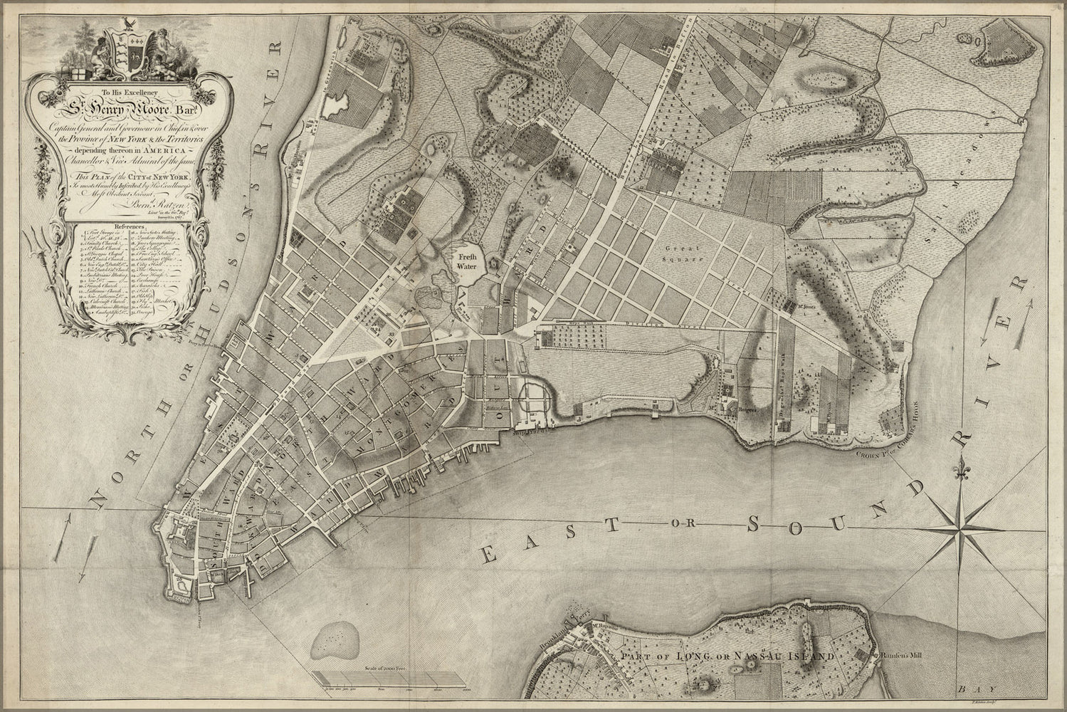 24"x36" Gallery Poster, map of new york city 1769