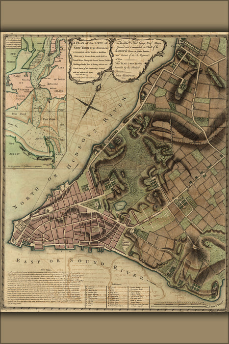 24"x36" Gallery Poster, map of new york city 1775