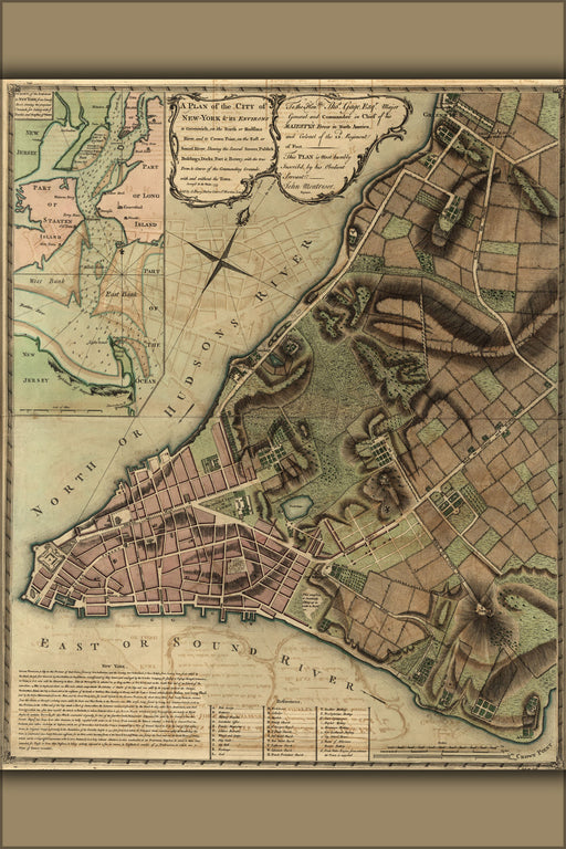 24"x36" Gallery Poster, map of new york city 1775