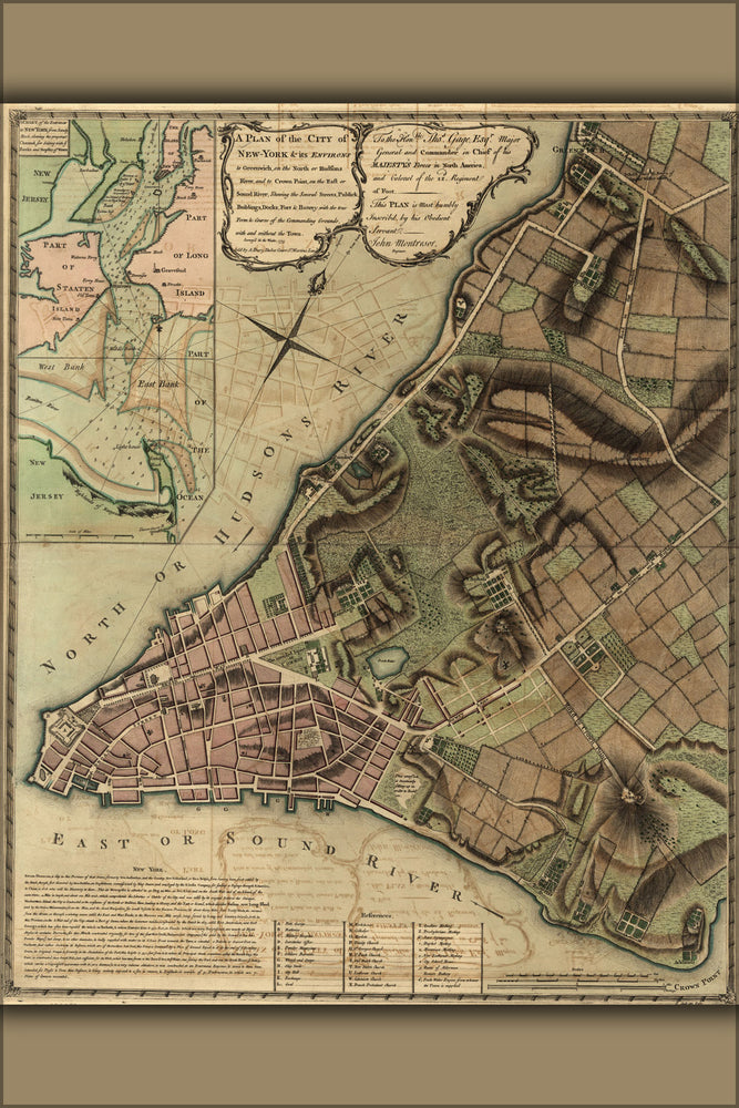 24"x36" Gallery Poster, map of new york city 1775