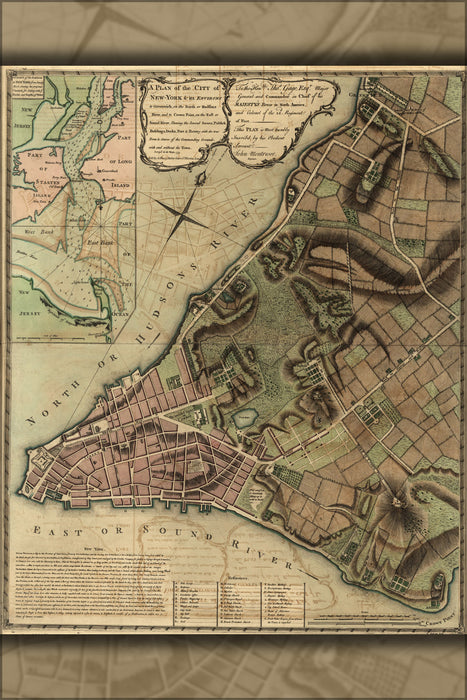 24"x36" Gallery Poster, map of new york city 1775 p2