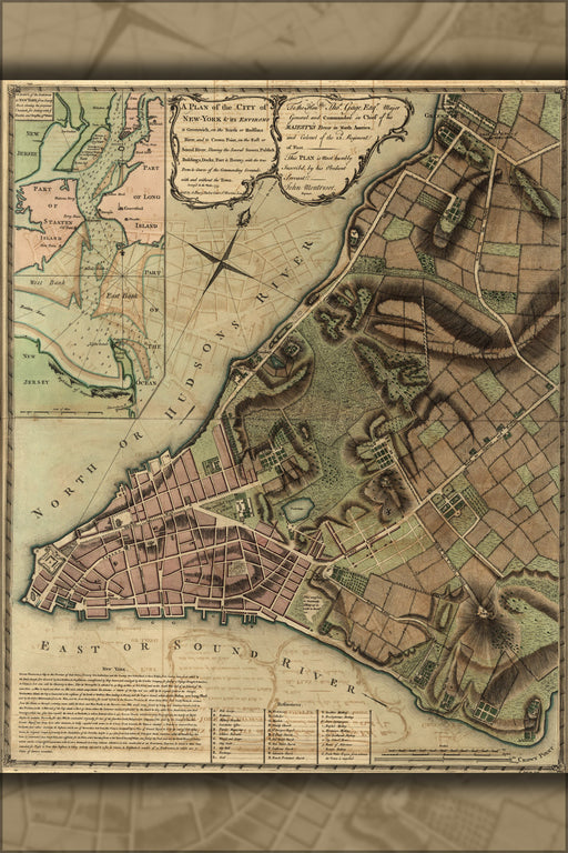 24"x36" Gallery Poster, map of new york city 1775 p2