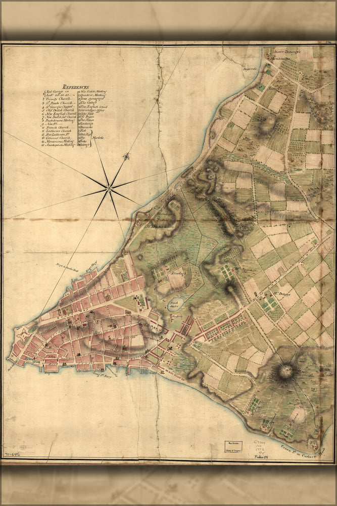 24"x36" Gallery Poster, map of new york city 1776 p2