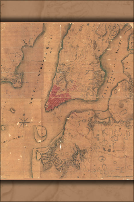 24"x36" Gallery Poster, map of new york city 1781 in french