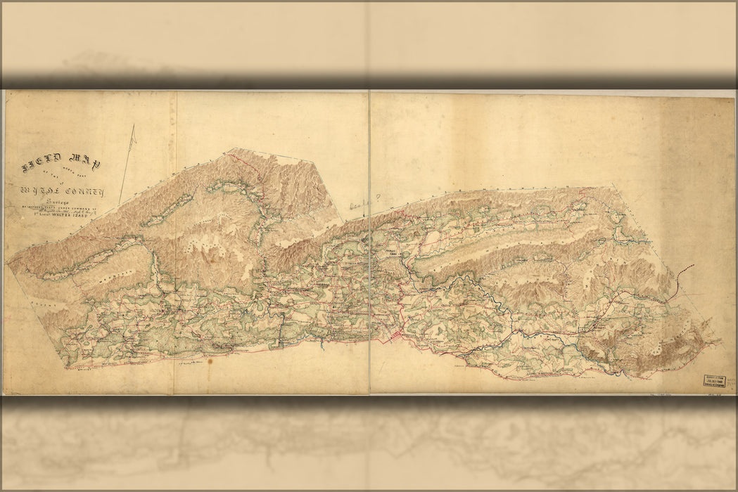 24"x36" Gallery Poster, map of north Wythe County virginia 1860