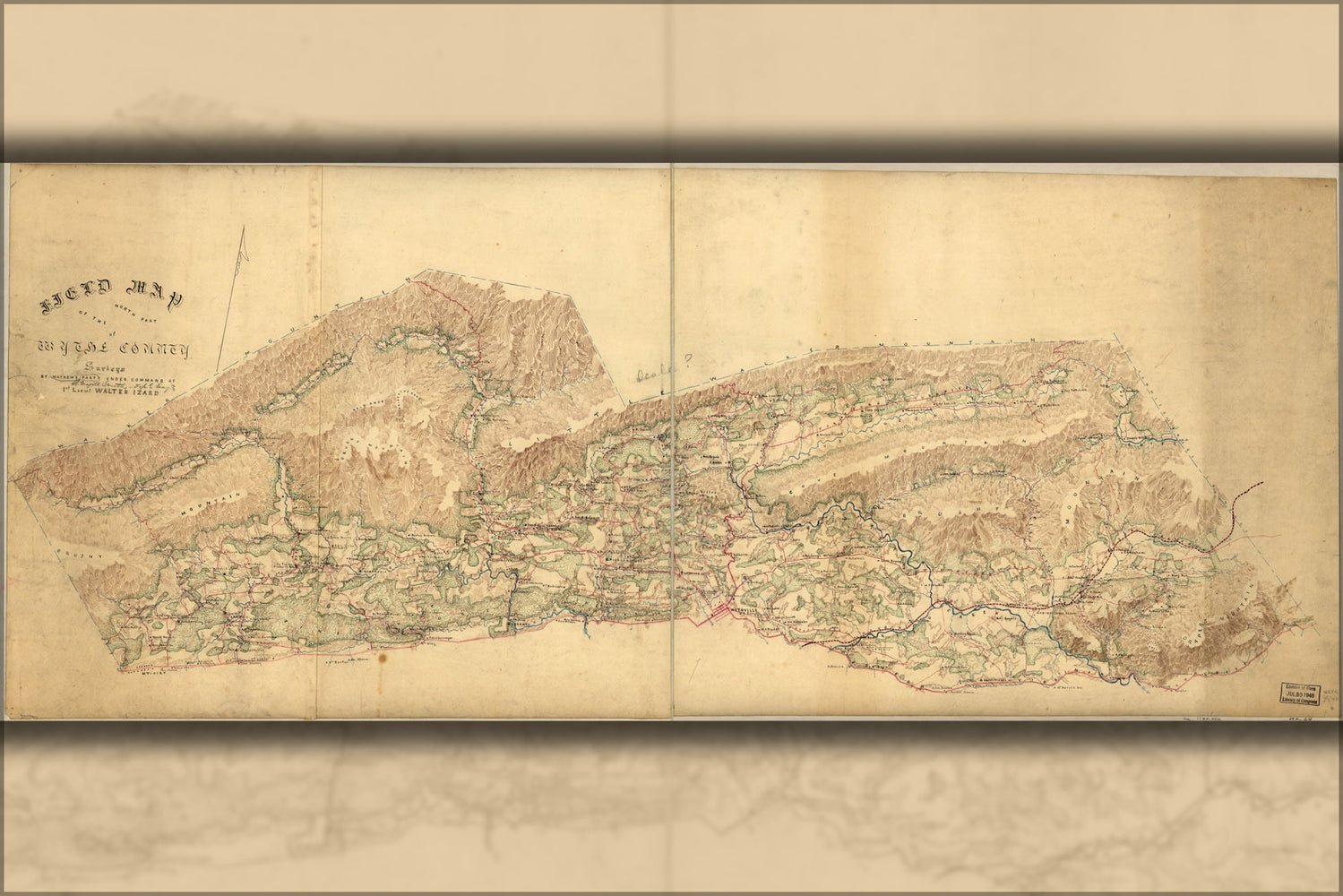 24"x36" Gallery Poster, map of north Wythe County virginia 1860