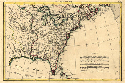 24"x36" Gallery Poster, map of north america 1776 american revolution