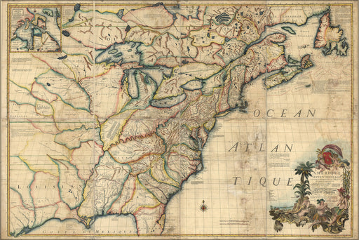 24"x36" Gallery Poster, map of north america early united states 1777 P2