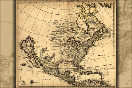 24"x36" Gallery Poster, map of north america pre united states 1685