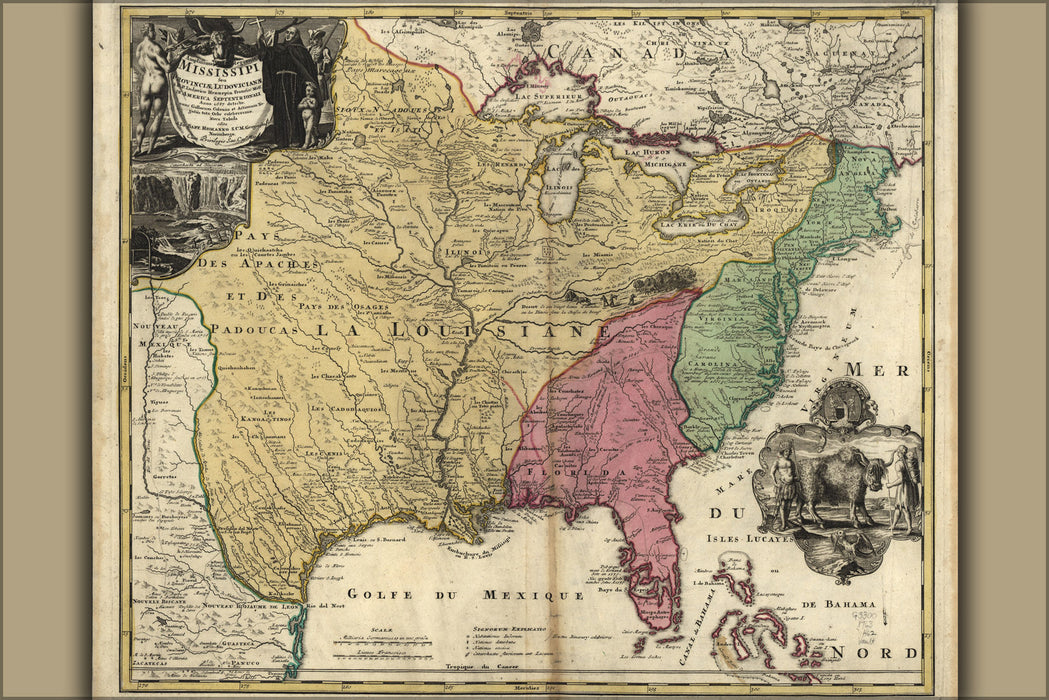 24"x36" Gallery Poster, map of north america pre united states 1687