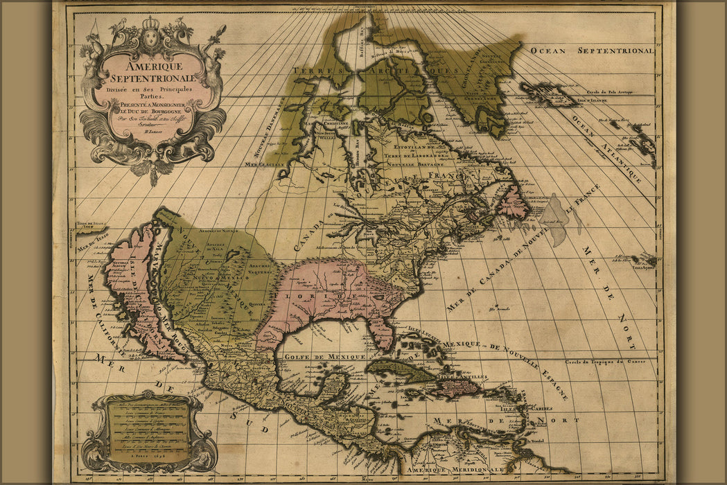 24"x36" Gallery Poster, map of north america pre united states 1694