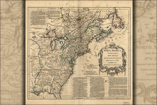 24"x36" Gallery Poster, map of north america pre united states 1768 P11