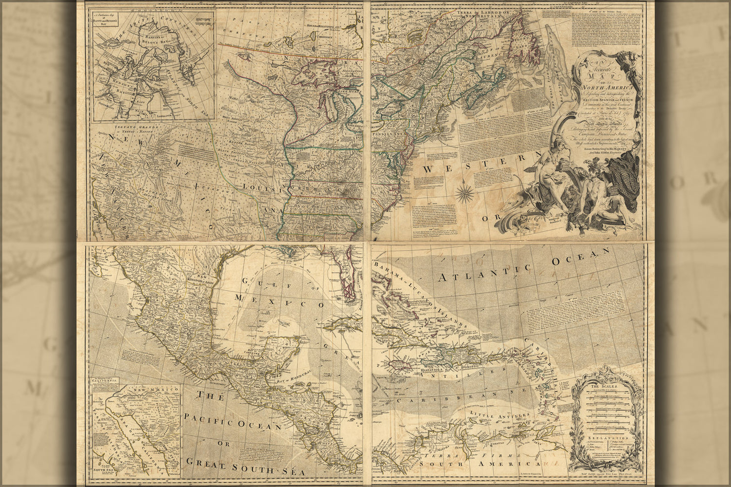 24"x36" Gallery Poster, map of north america pre united states 1768 p2