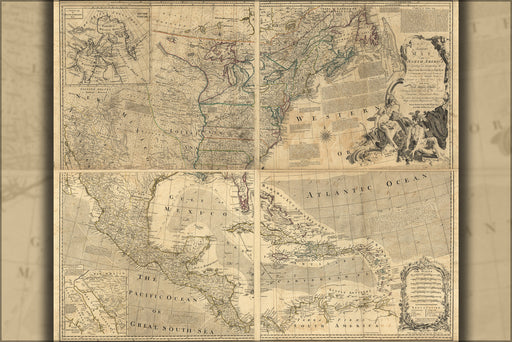 24"x36" Gallery Poster, map of north america pre united states 1768 p2