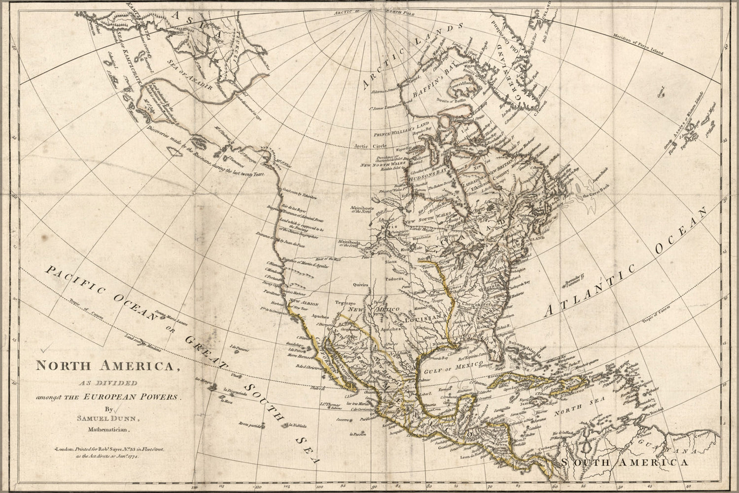 24"x36" Gallery Poster, map of north america pre united states 1776