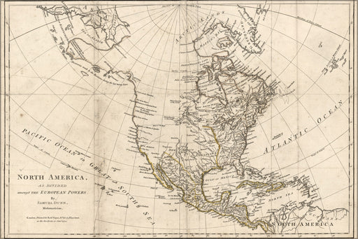 24"x36" Gallery Poster, map of north america pre united states 1776