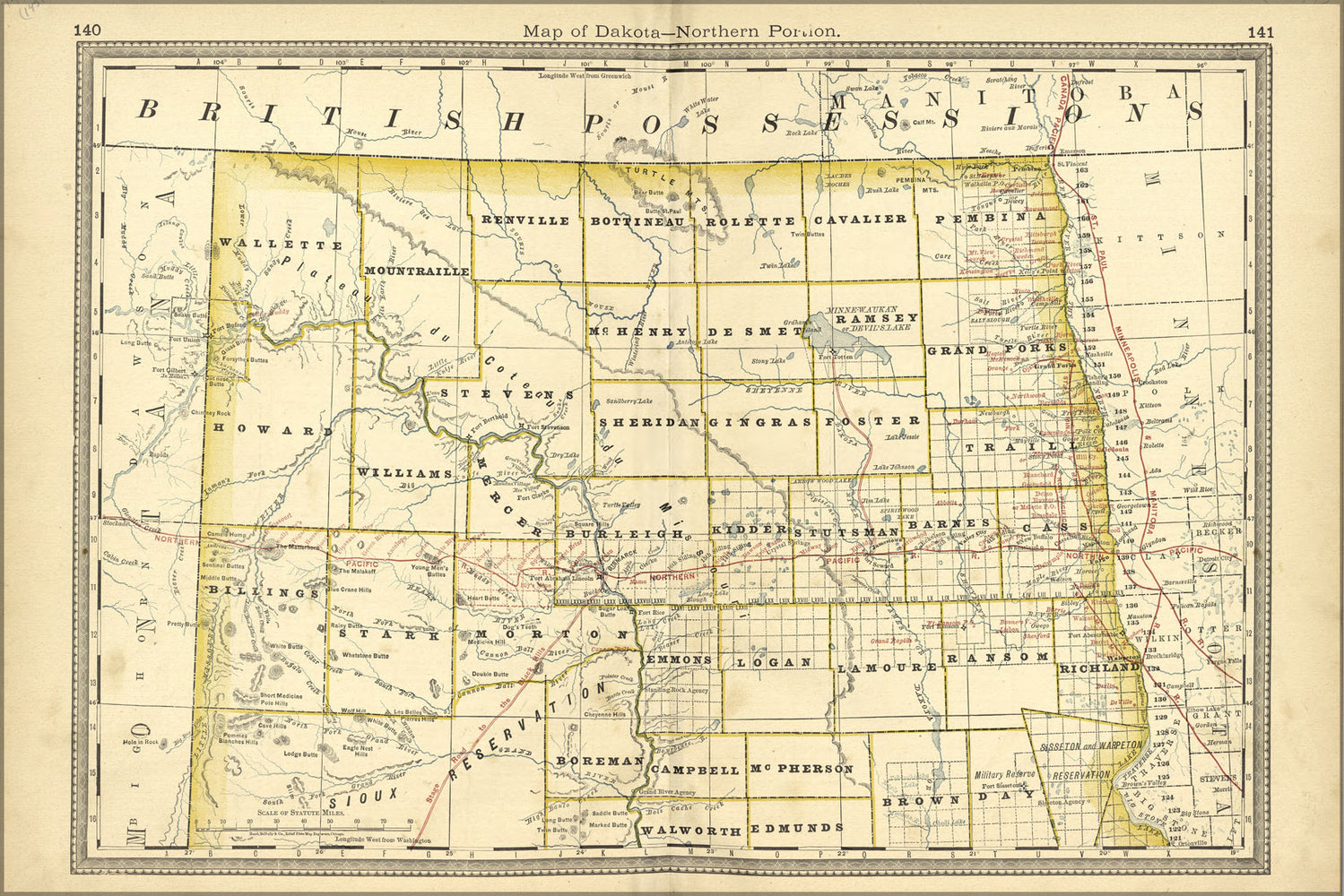 24"x36" Gallery Poster, map of north dakota 1881