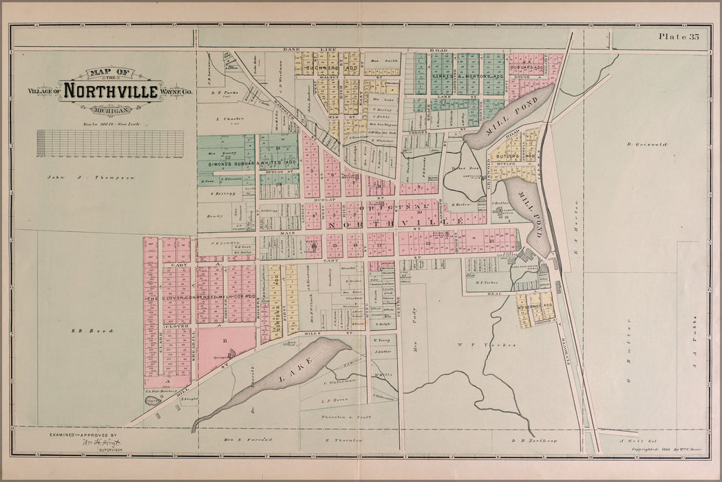 24"x36" Gallery Poster, map of northville michigan 1891