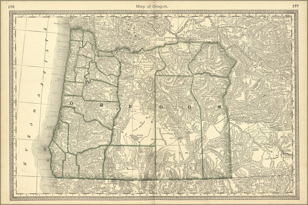 24"x36" Gallery Poster, map of oregon 1881