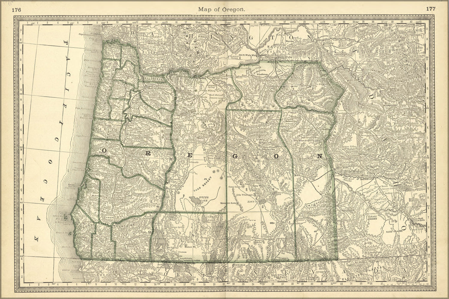 24"x36" Gallery Poster, map of oregon 1881