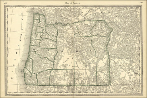 24"x36" Gallery Poster, map of oregon 1881