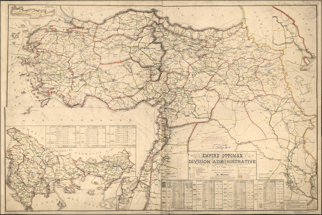 24"x36" Gallery Poster, map of ottoman empire admin divisions 1899