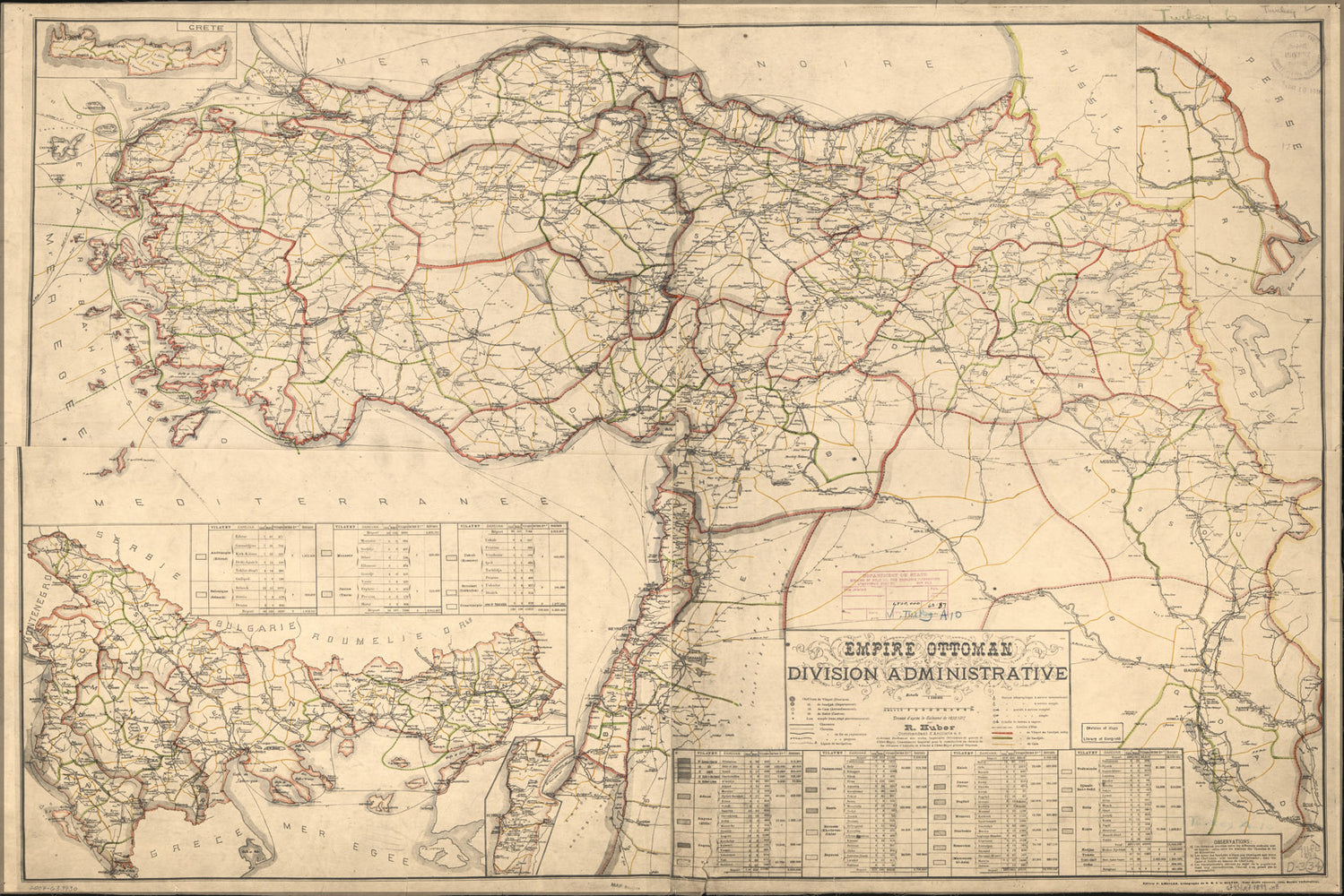 24"x36" Gallery Poster, map of ottoman empire admin divisions 1899