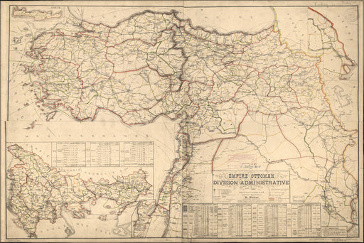 24"x36" Gallery Poster, map of ottoman empire admin divisions 1899